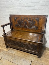 Antique Oak Monks Bench Table