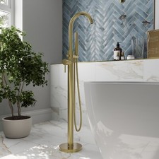 Merano Avellino Freestanding Bath Shower Mixer Tap - Brushed Brass