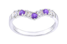 Sterling Silver AMETHYST Wishbone Eternity Ring sizes J - U