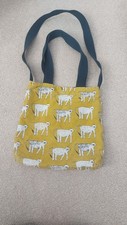 FABULOUS WHITE STUFF CROSSOVER/CARRY REVERSIBLE COTTON/DENIM/LEATHER TOTE BAG