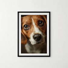 A4 Beagle Dog Close Up Art