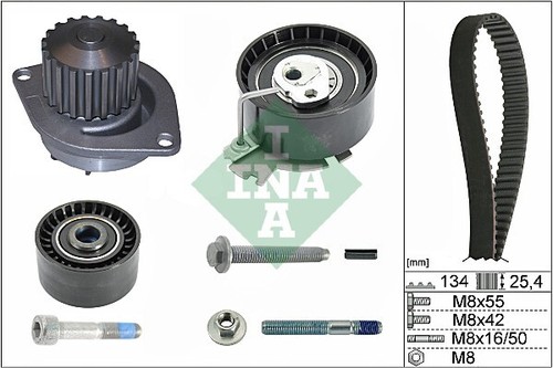 Water pump timing belt set - water, &