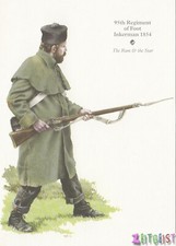 5 (five) military regimental uniform art postcards Flanders, Culloden, Inkerman+