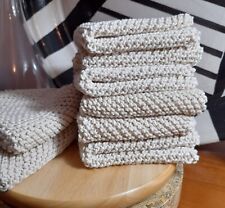 2 Hand knitted dish cloths Unbleached  100% cotton 23cm square approx New