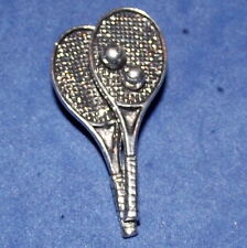 Detailed Pewter Tennis Raquets Brooch Pin  Signed
