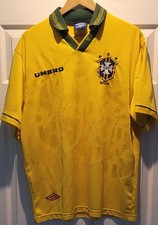 BRAZIL FOOTBALL SHIRT ORIGINAL UMBRO VINTAGE HOME KIT 1994 RARE 3 STARS SIZE XL