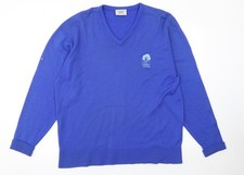 Glenbrae Mens Blue Wool V-Neck