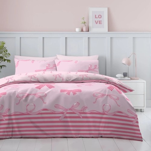 Bow stripe duvet cover - stripe,