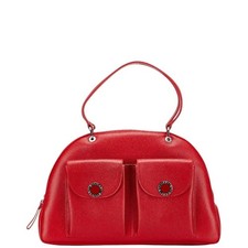 BVLGARI Handbag Red Leather Women's