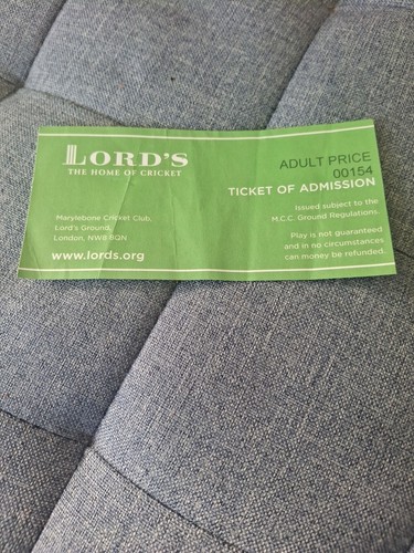 Lords cricket ticket - cricket, of