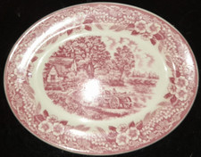 Vintage 31.5cm x 25cm J Broadhurst 1976 Constable Series Pink & White Oval Plate
