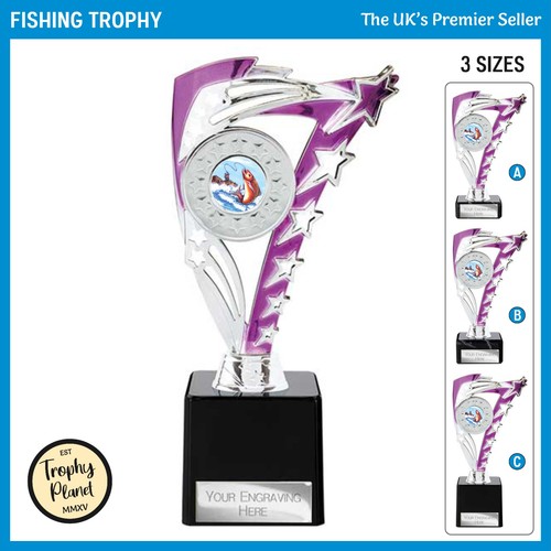 Purple fishing star trophy - fishing,