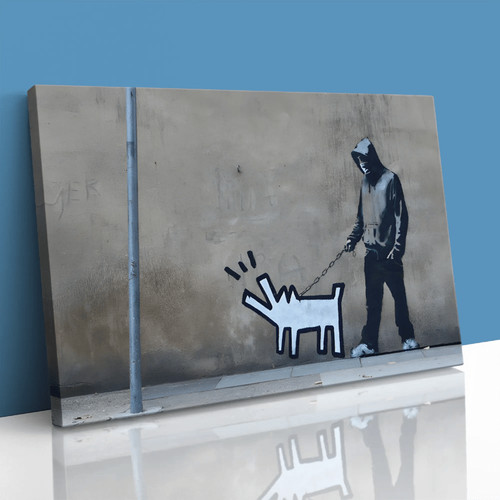 Barking dog banksy canvas - barking,