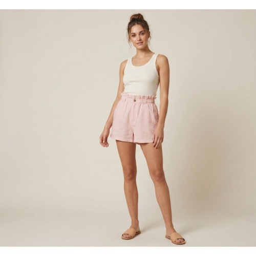 Pink linen paperbag high - h&m,