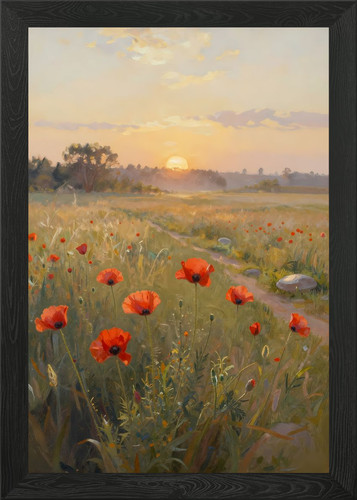 Poppies sunrise framed wall - at,