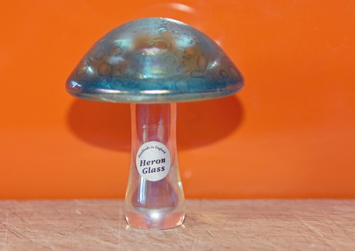 Heron glass turquoise mushroom - glass,