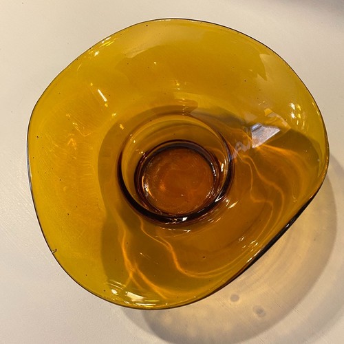 Vintage amber glass posy vase - glass,