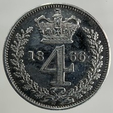 1866 Victoria Maundy Four-Pence Silver Coin | Very High Grade