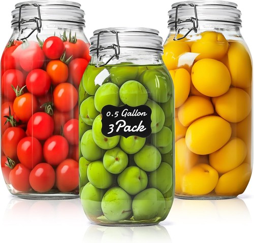 Glass jars half gallon - half, 71oz