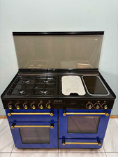 ALL GAS LEISURE BY RANGEMASTER 110CM RANGE COOKER IN BLUE AND GOLD.