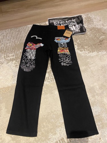 Evisu mens black - jeans-, yellow