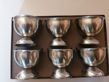 Quality Boxed Vintage Danish Stainless Steel Set Of 6 Egg Cups By Stelton