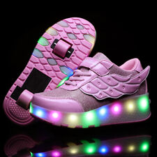 Boys Girls LED Wheel Trainers Kids Flash Roller Skate Sneakers Skates Shoes