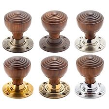 Brown Rosewood Ringed Wooden Wood Rim Mortice Door Knobs Knob Pair Set Discount