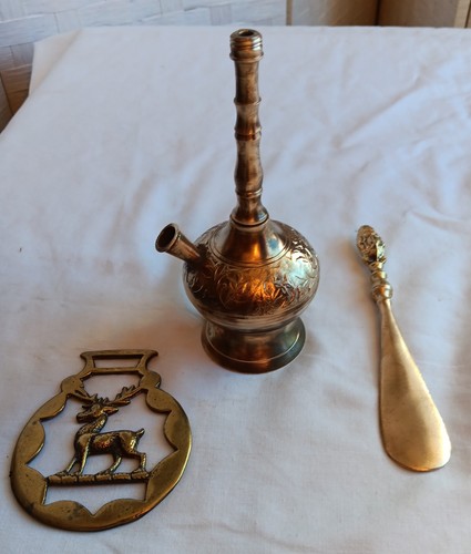 Brass unusual pot flat small - unusual, pot,