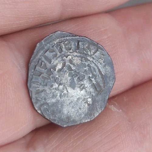 Silver hammered penny - hammered,