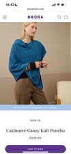 Brora 100% Cashmere Poncho Scarf Shawl