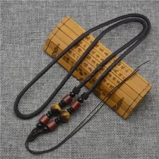 Nylon Necklace Natural gemstone TIGER EYE with Red Sandalwood Black Agate beads