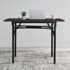 Rectangle Wooden Folding Table Metal Legs Computer Work Office Desk Workstation