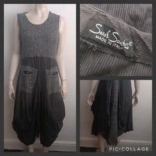 SARAH SANTOS Lagenlook Cotton & Wool Parachute Midi Dress Size UK 14-16 Eu 44 46