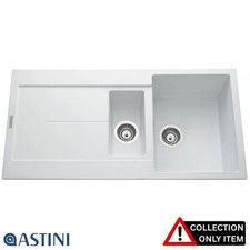 Astini Quadro 1.5 Bowl Granite White Reversible Kitchen Sink & Waste "Graded"
