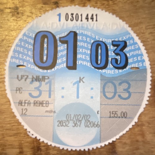 Old tax disc january 2003 - old,