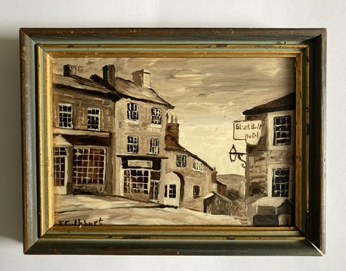 Vintage oil painting black - vintage,