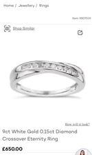 Brand New Ernest Jones 9ct White Gold 0.15ct Diamond Crossover Eternity Ring M