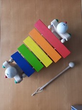 PINTOY COLOURFUL WOODEN XYLOPHONE WITH HAPPY CLOWN FACES BY JOHN CRANE TOYS