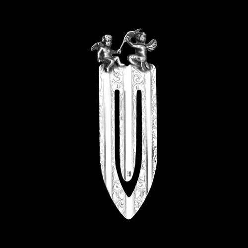 Engraved silver bookmark - silver,