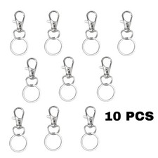 10Pairs Silver Swivel Lobster Clasps Keyring With Metal Ring Hoop Clips