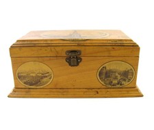 Antique Victorian Mauchline Ware Jewellery Sewing Keepsake Box Edinburgh