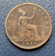 1878 Victorian Young Head One Penny Coin