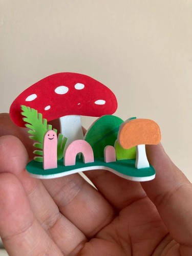Worm toadstool garden - worm,