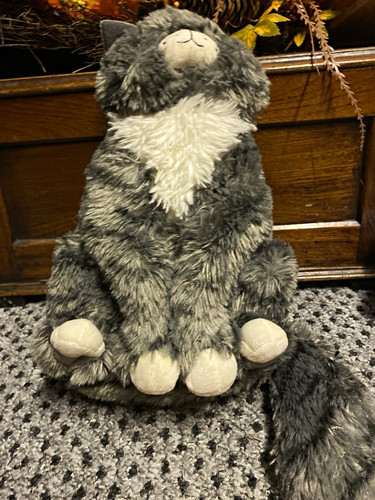 Grey white plush - white, cat