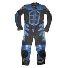 Baby Biker Speed Demon Kids Motorcycle MiniMoto Half Leather Race Suit Blue T