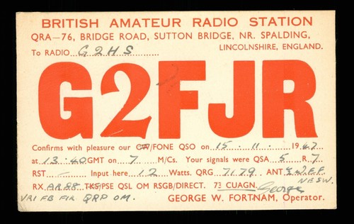 Qsl card radio g2fjr - radio, uk