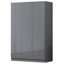 Grey Gloss Front 3 Door Wardrobe Scandinavian Furniture Matt Frame