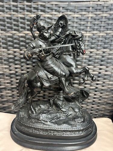 Antique spelter knight - antique,