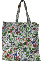 Vintage Unused Large Zip Top PVC Vinyl Shopping Bag Toe Lifeboats Wild Flowers